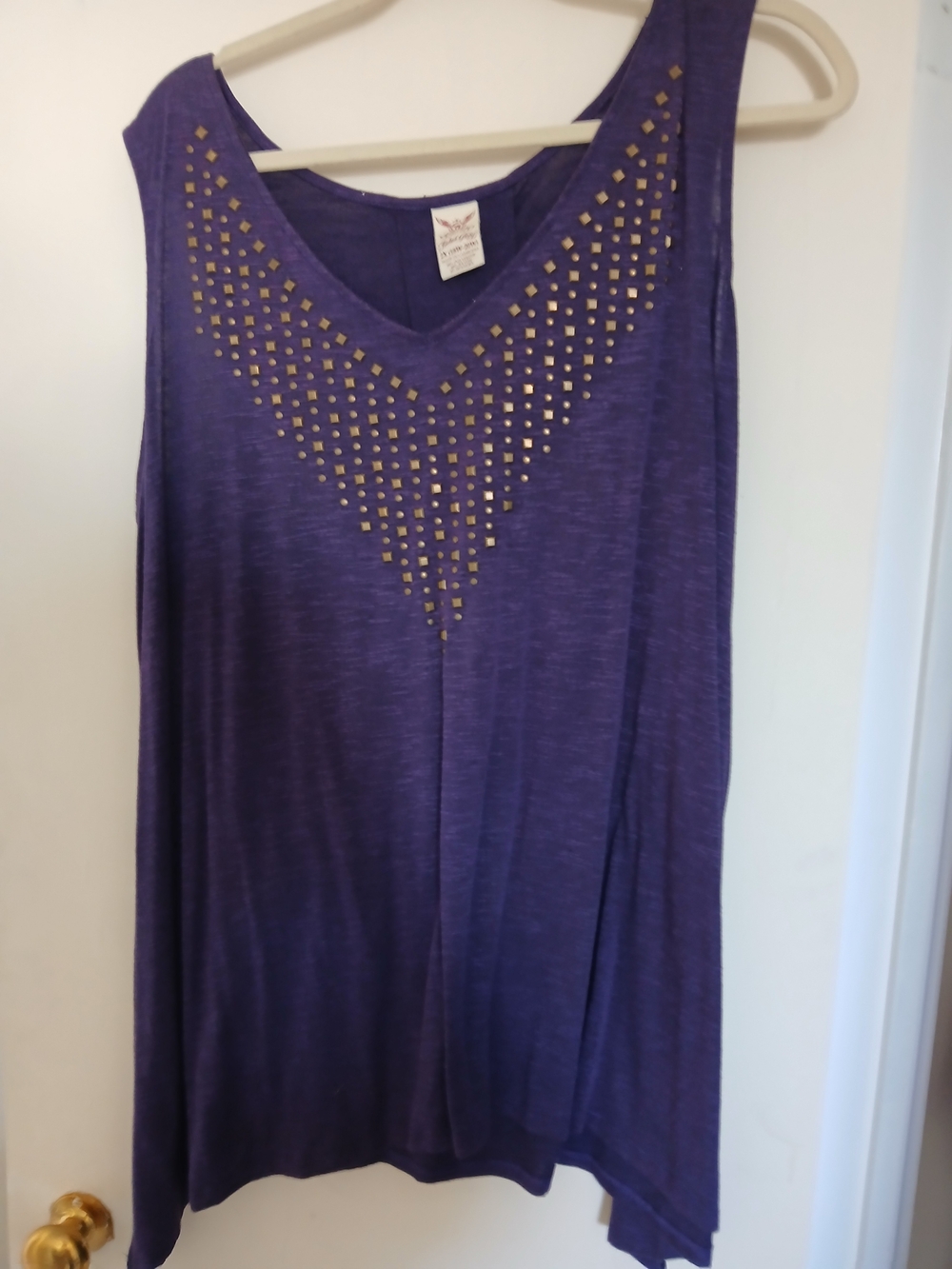 Faded Glory Purple Tank Top with Gold Stud Accents By Faded Glory